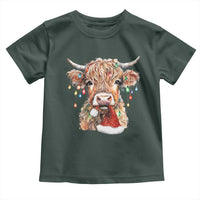 Christmas Cow Toddler T Shirt Highland Cow Lights Santa Hats Farm Xmas