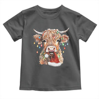 Christmas Cow Toddler T Shirt Highland Cow Lights Santa Hats Farm Xmas