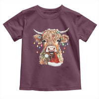 Christmas Cow Toddler T Shirt Highland Cow Lights Santa Hats Farm Xmas