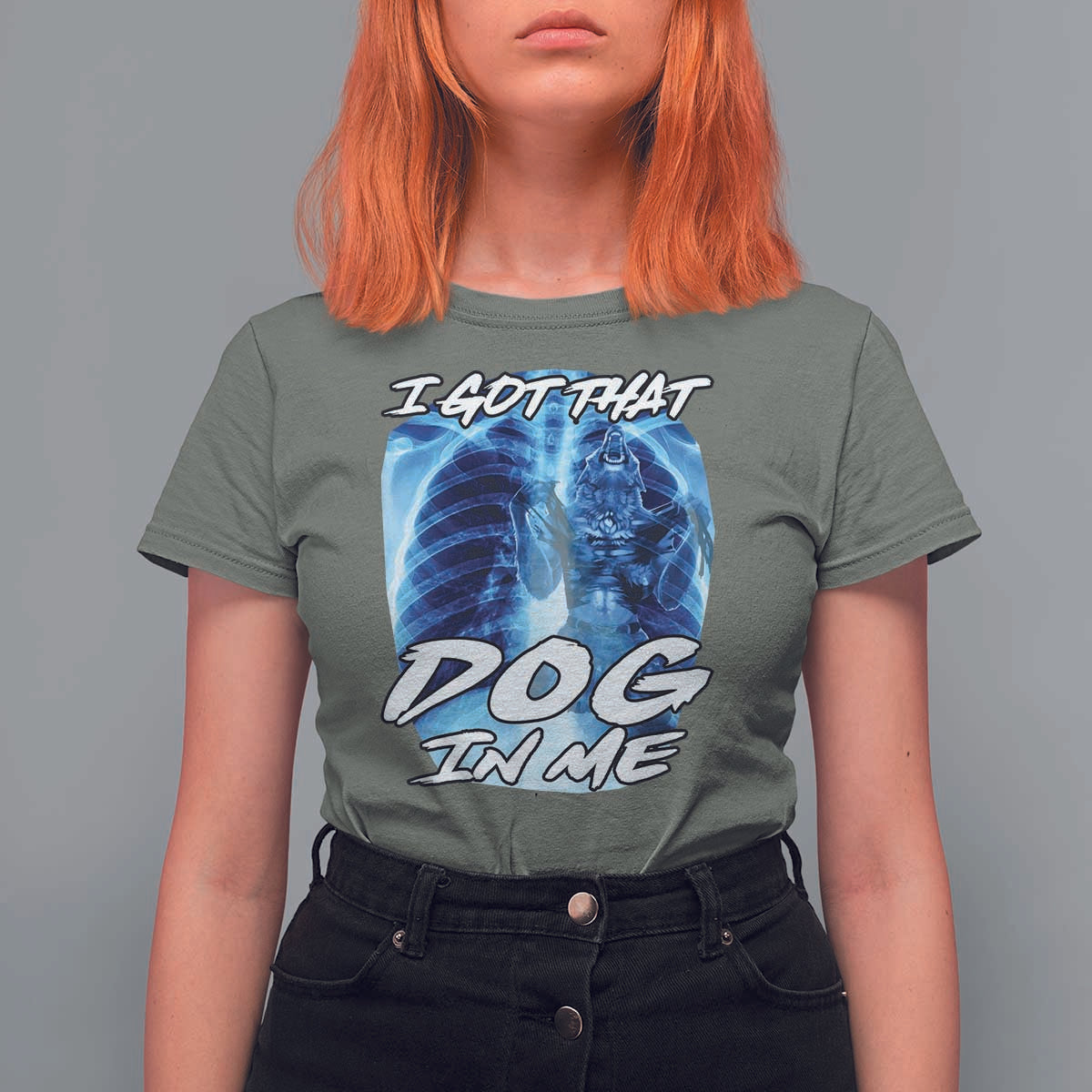 I Got That Dog In Me Wolf Alpha T Shirt For Women Xray Werewolf - Wonder Print Shop