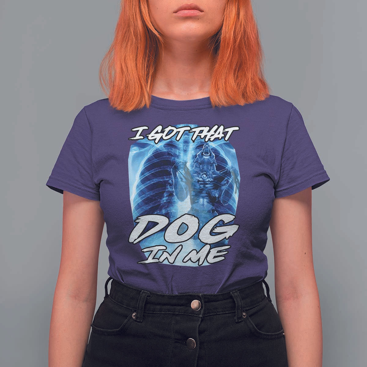 I Got That Dog In Me Wolf Alpha T Shirt For Women Xray Werewolf - Wonder Print Shop