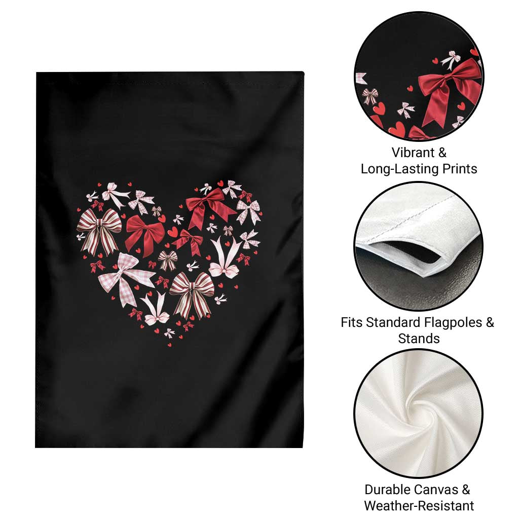 Coquette Valentine's Day Heart Bow Garden Flag