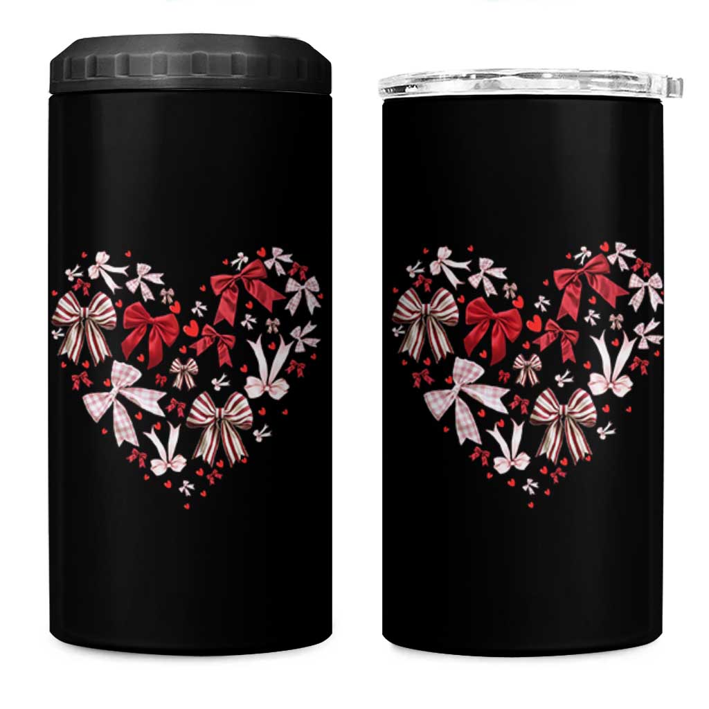 Coquette Valentine's Day Heart Bow 4 in 1 Can Cooler Tumbler
