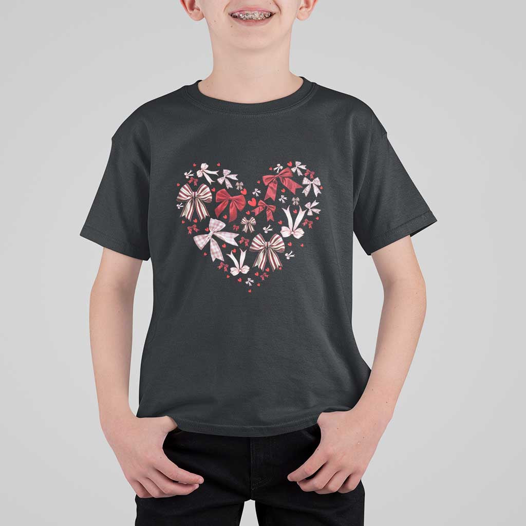 Coquette Valentine's Day Heart Bow T Shirt For Kid