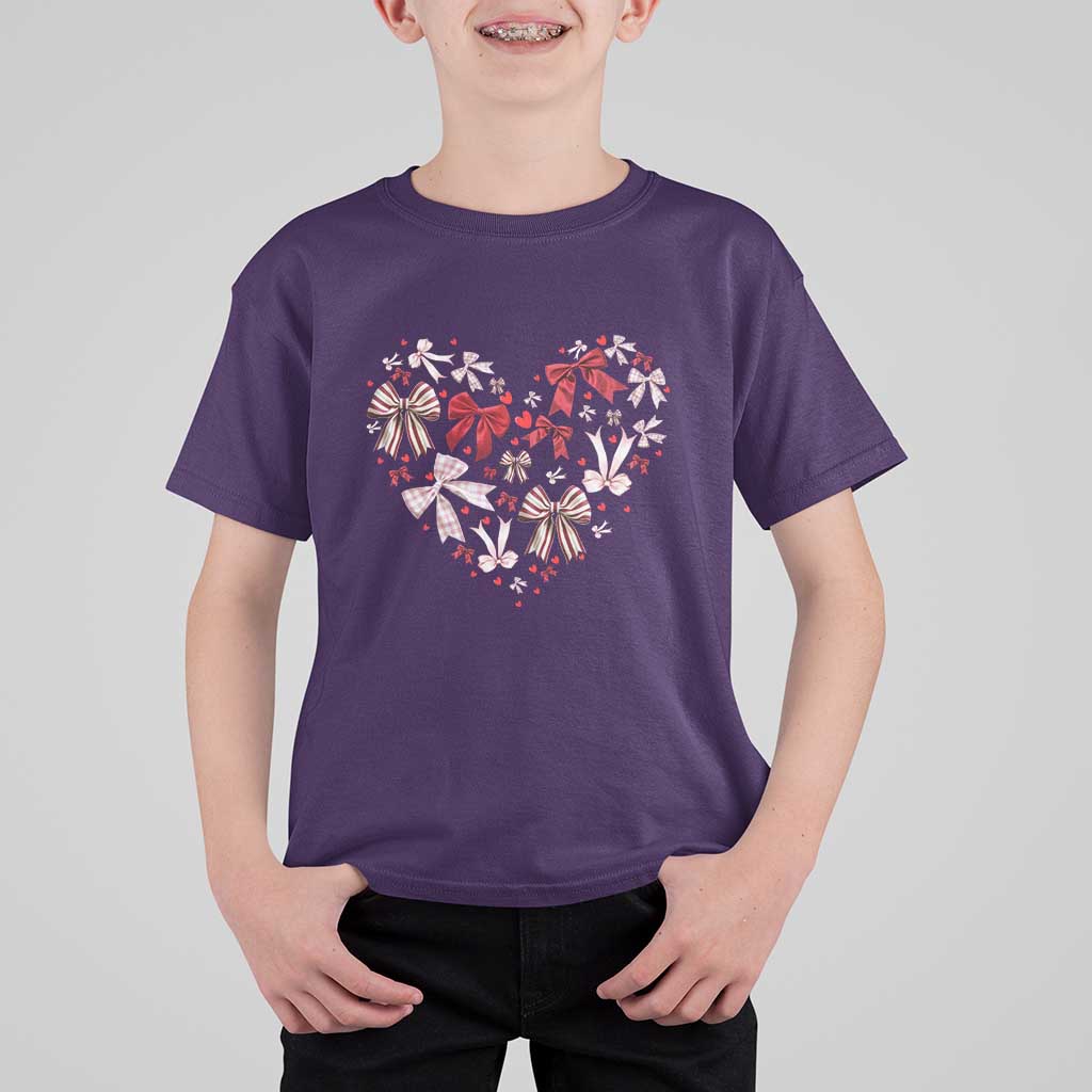 Coquette Valentine's Day Heart Bow T Shirt For Kid