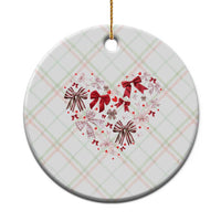 Coquette Valentine's Day Heart Bow Ceramic Ornament