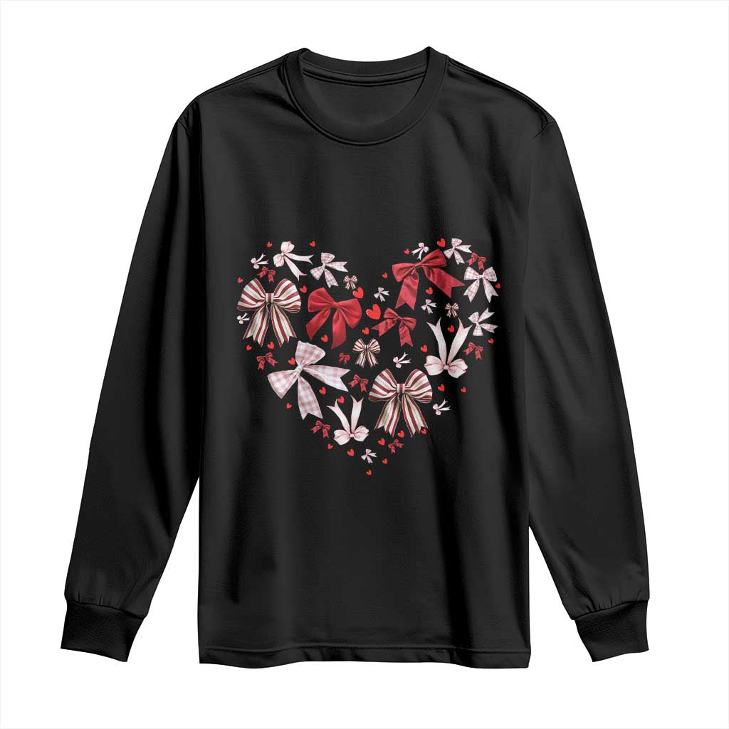 Coquette Valentine's Day Heart Bow Long Sleeve Shirt