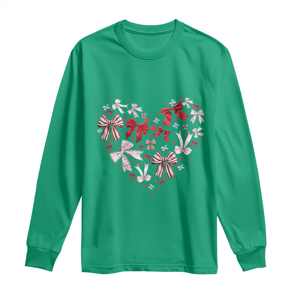 Coquette Valentine's Day Heart Bow Long Sleeve Shirt