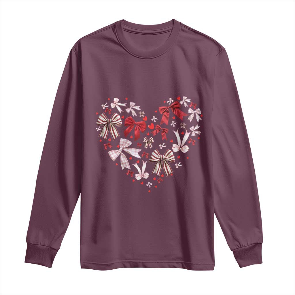 Coquette Valentine's Day Heart Bow Long Sleeve Shirt
