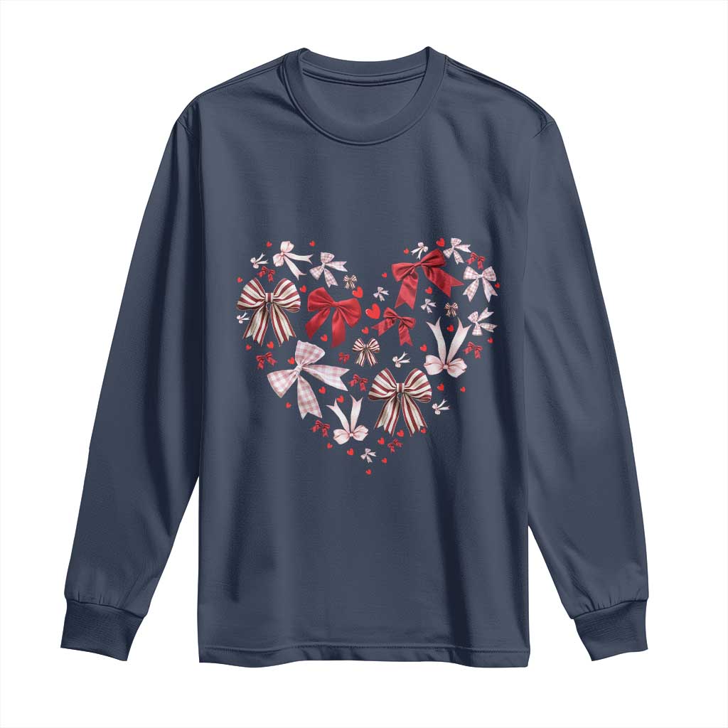 Coquette Valentine's Day Heart Bow Long Sleeve Shirt