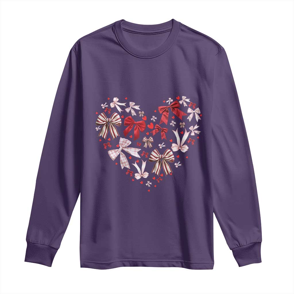 Coquette Valentine's Day Heart Bow Long Sleeve Shirt