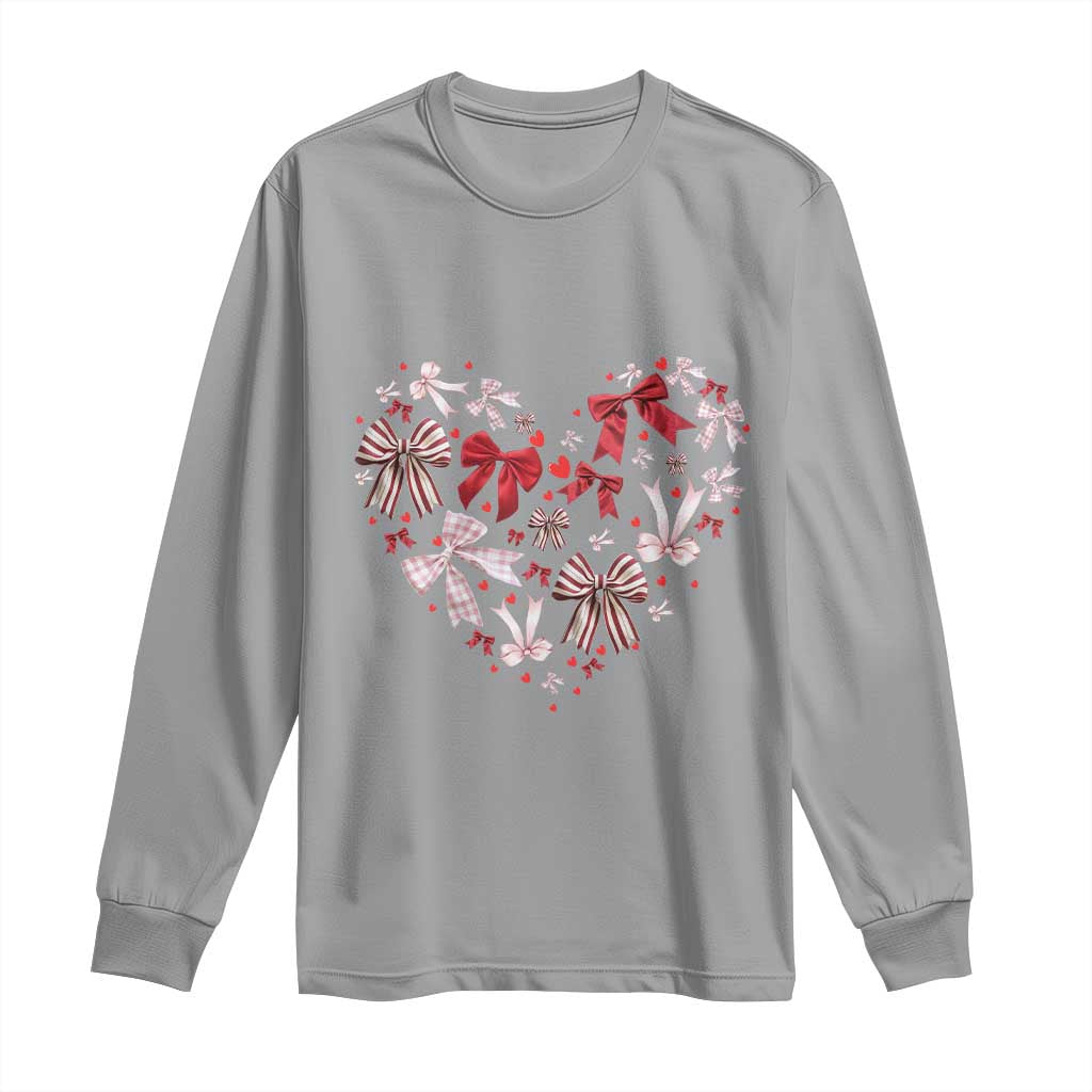 Coquette Valentine's Day Heart Bow Long Sleeve Shirt