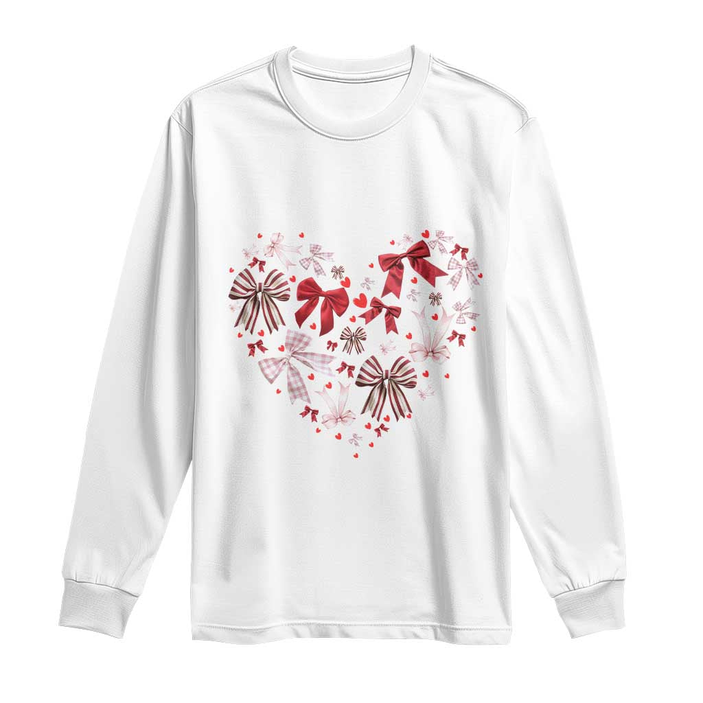 Coquette Valentine's Day Heart Bow Long Sleeve Shirt
