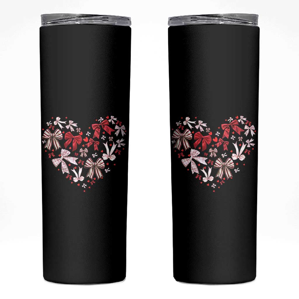Coquette Valentine's Day Heart Bow Skinny Tumbler