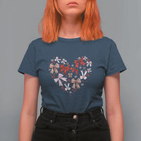 Coquette Valentine's Day Heart Bow T Shirt For Women