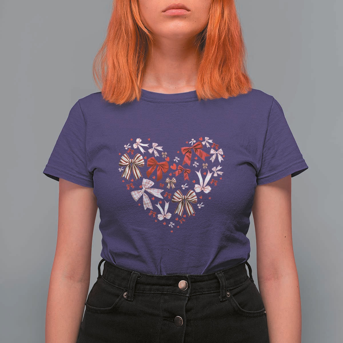 Coquette Valentine's Day Heart Bow T Shirt For Women