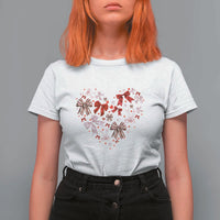 Coquette Valentine's Day Heart Bow T Shirt For Women