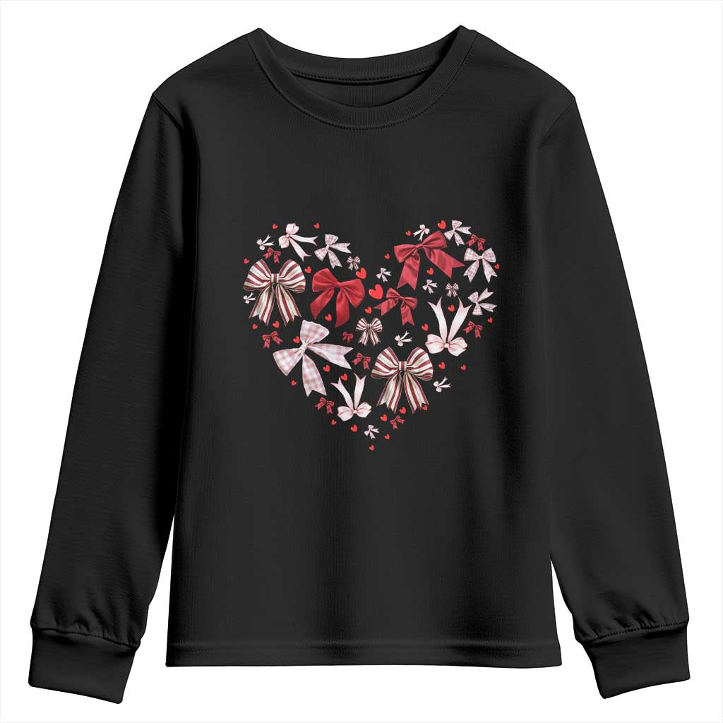 Coquette Valentine's Day Heart Bow Youth Sweatshirt