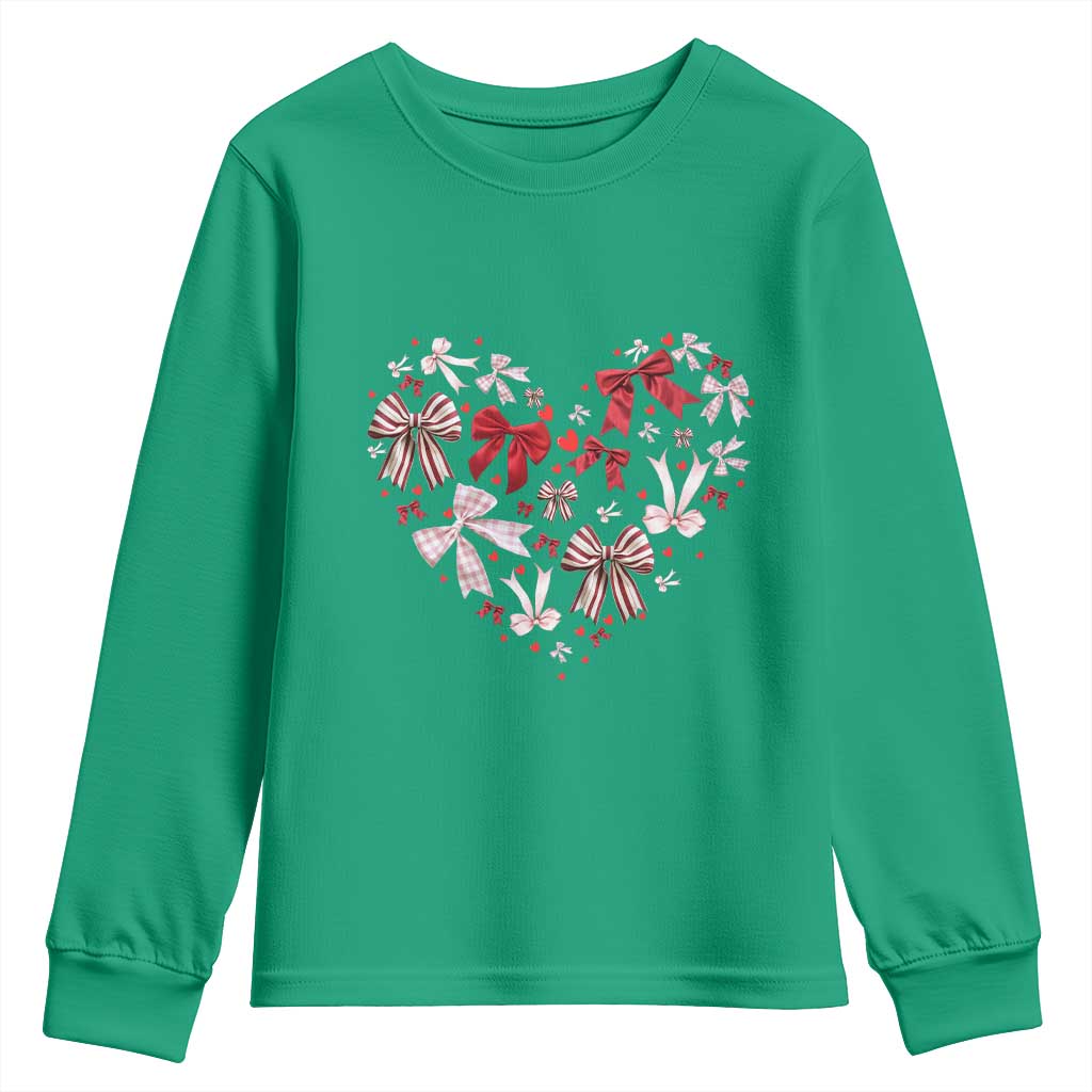 Coquette Valentine's Day Heart Bow Youth Sweatshirt