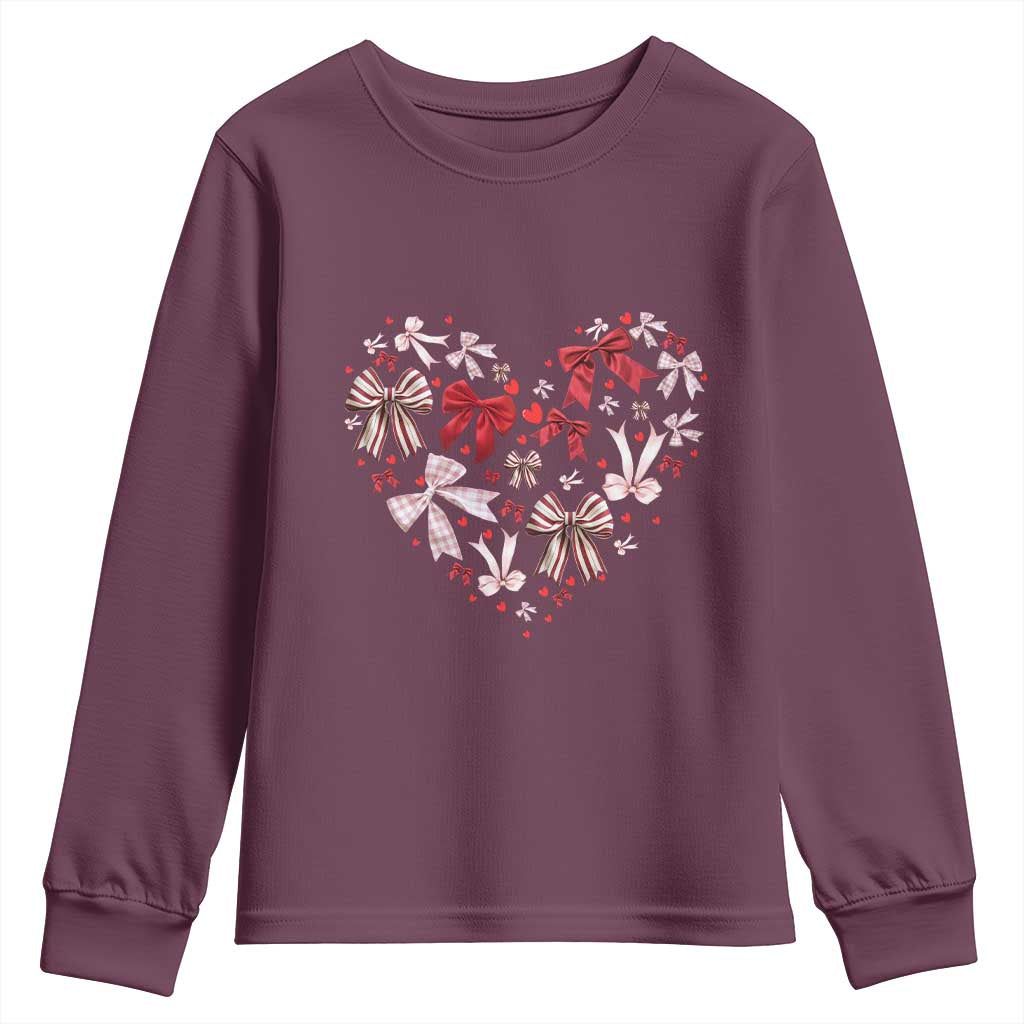 Coquette Valentine's Day Heart Bow Youth Sweatshirt