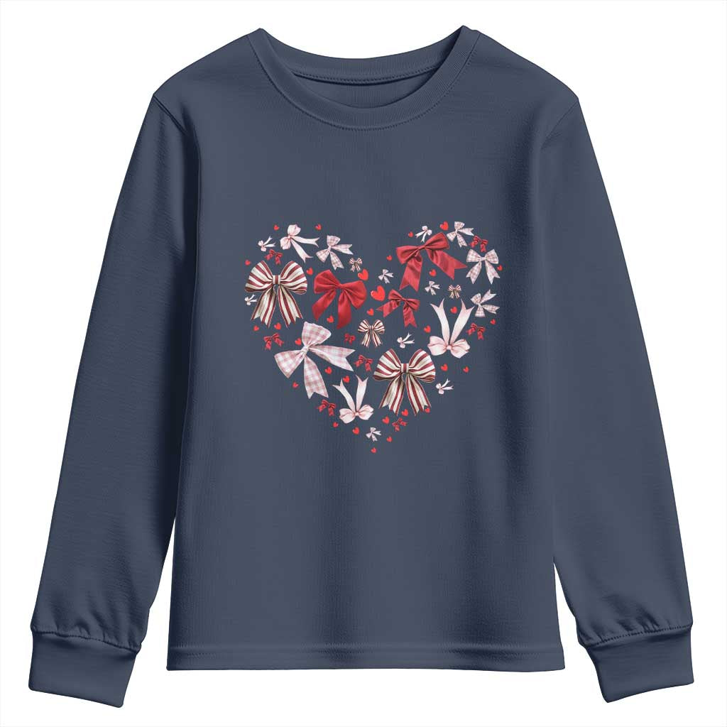 Coquette Valentine's Day Heart Bow Youth Sweatshirt