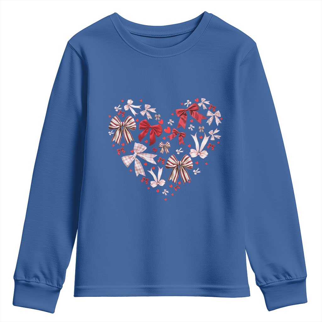 Coquette Valentine's Day Heart Bow Youth Sweatshirt