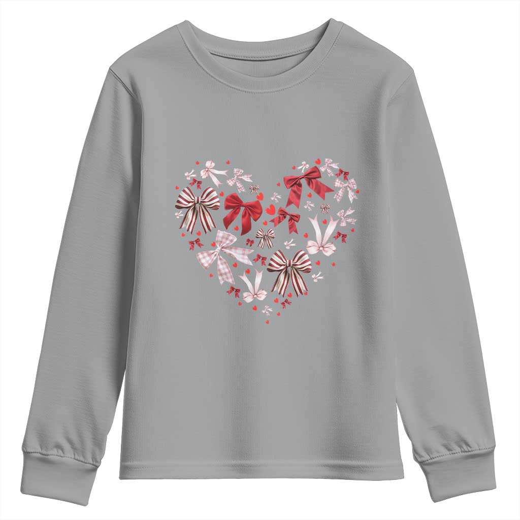 Coquette Valentine's Day Heart Bow Youth Sweatshirt