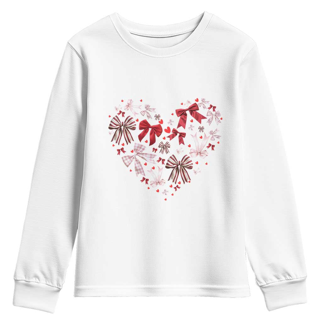 Coquette Valentine's Day Heart Bow Youth Sweatshirt