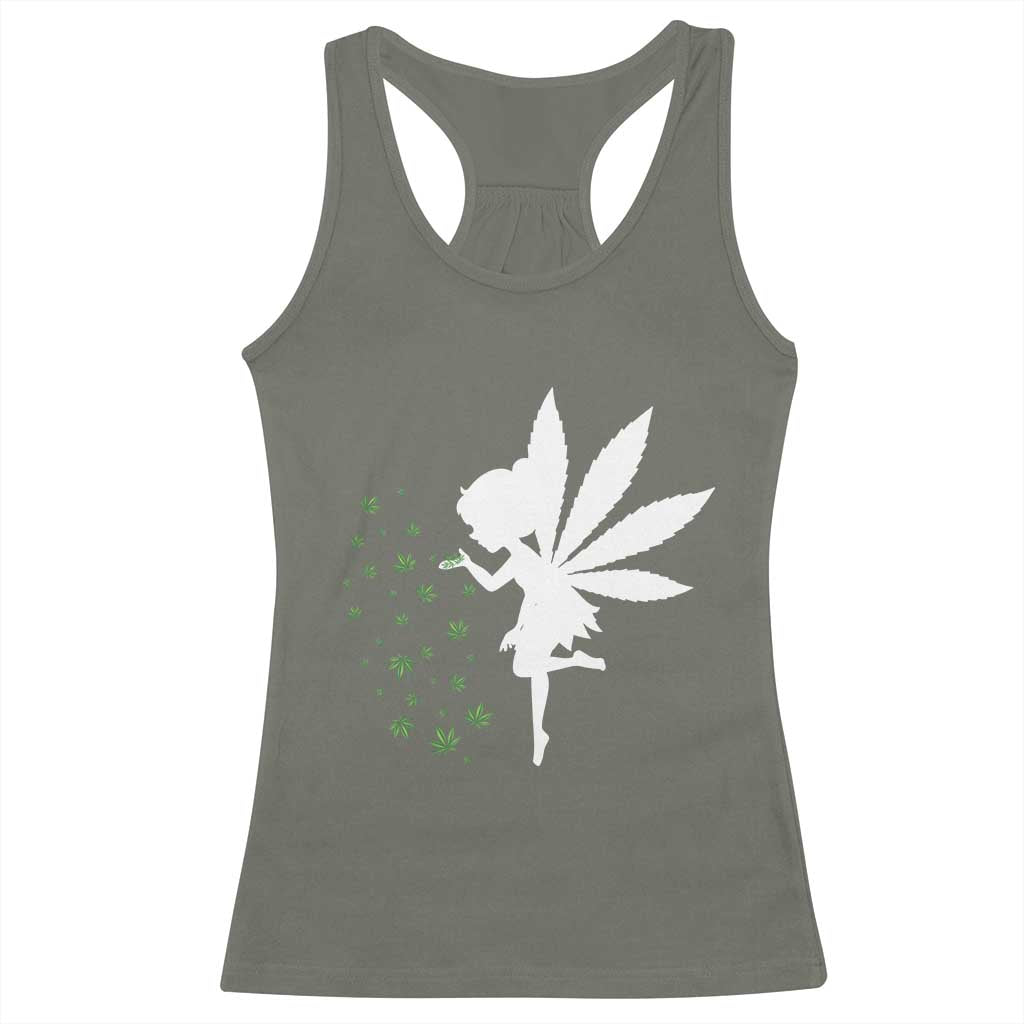 Marijuana Racerback Tank Top Weed Fairy Fantasy Leaf Stoner Pot Smoker Cannabis