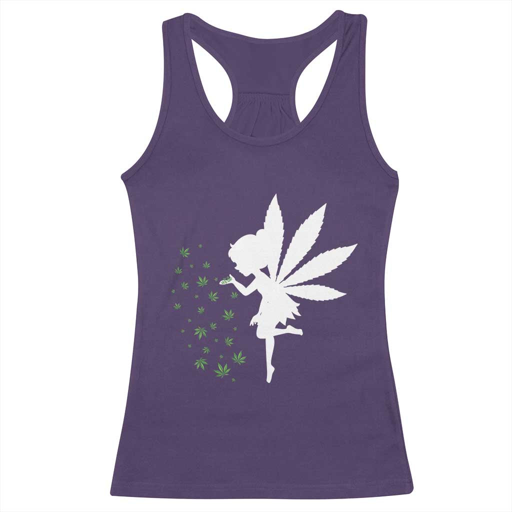 Marijuana Racerback Tank Top Weed Fairy Fantasy Leaf Stoner Pot Smoker Cannabis