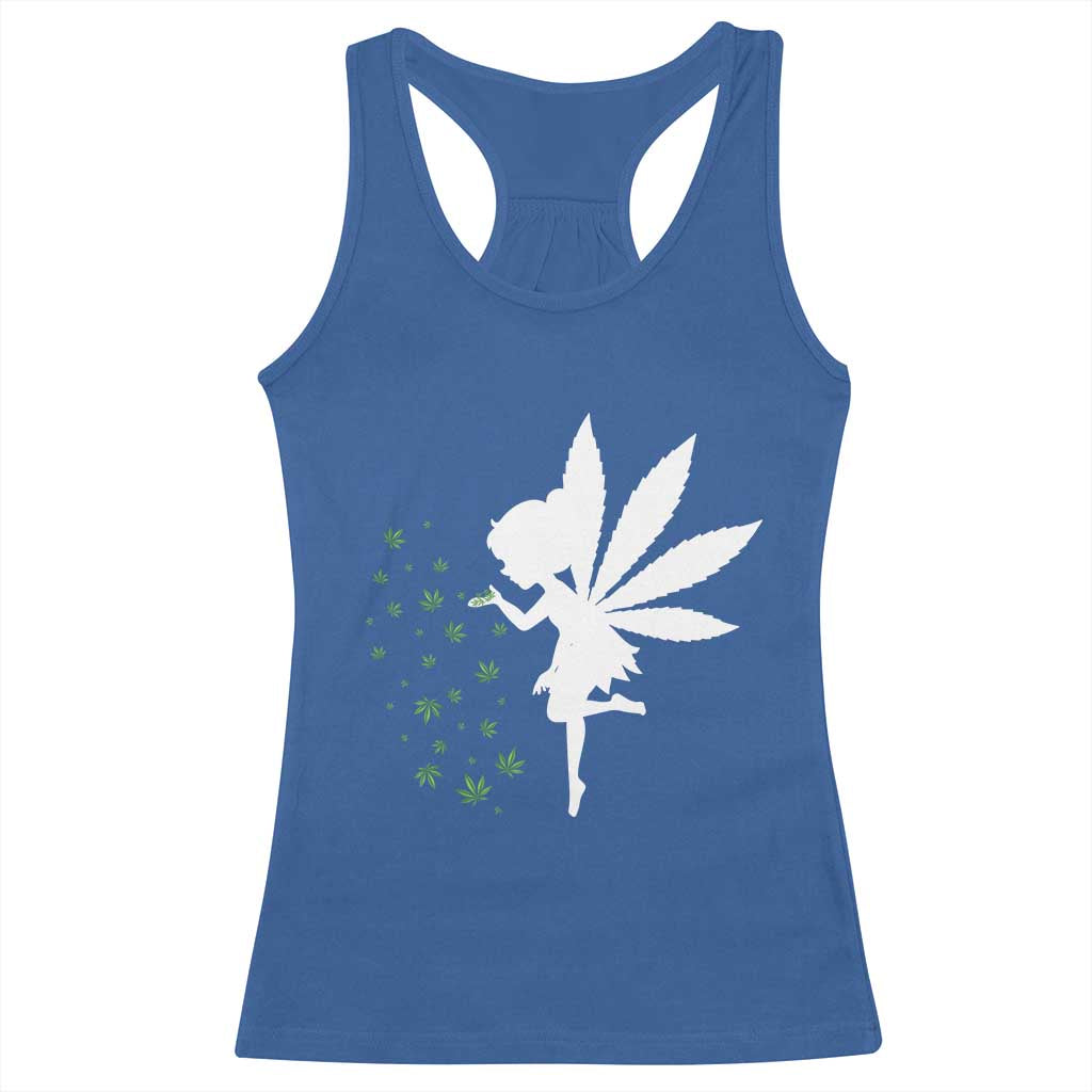 Marijuana Racerback Tank Top Weed Fairy Fantasy Leaf Stoner Pot Smoker Cannabis