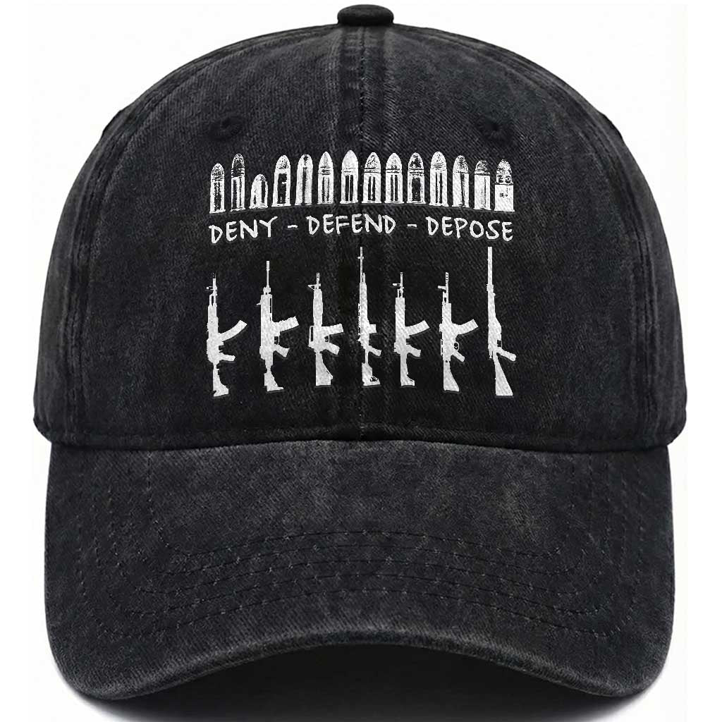 Deny Defend Depose Washed Cotton Baseball Cap Capitalism Revolution Morale Gun Lover