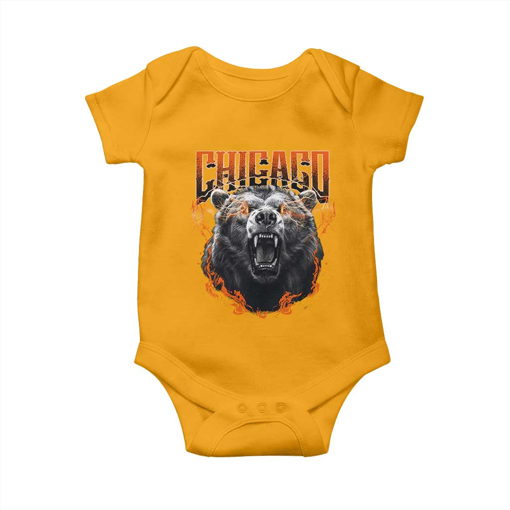 Vintage Chicago Baby Onesie Retro Graphic Wild Bear Streetwear Bootleg - Wonder Print Shop