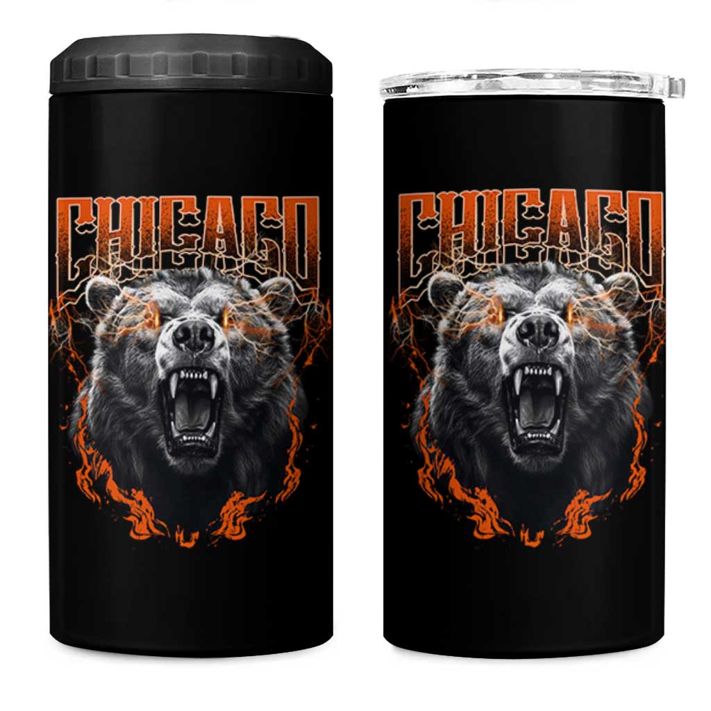 Vintage Chicago 4 in 1 Can Cooler Tumbler Retro Graphic Wild Bear Streetwear Bootleg - Wonder Print Shop