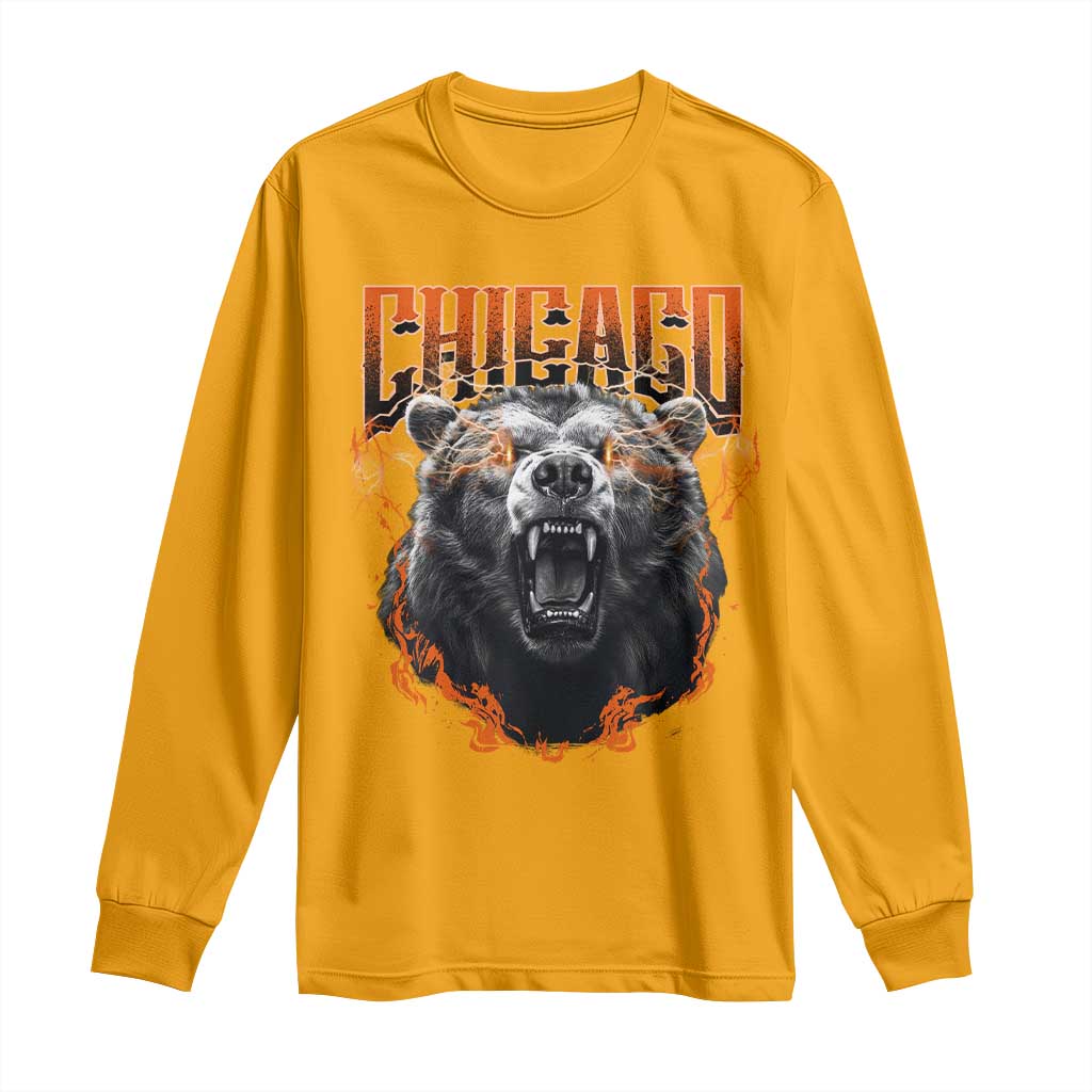 Vintage Chicago Long Sleeve Shirt Retro Graphic Wild Bear Streetwear Bootleg - Wonder Print Shop