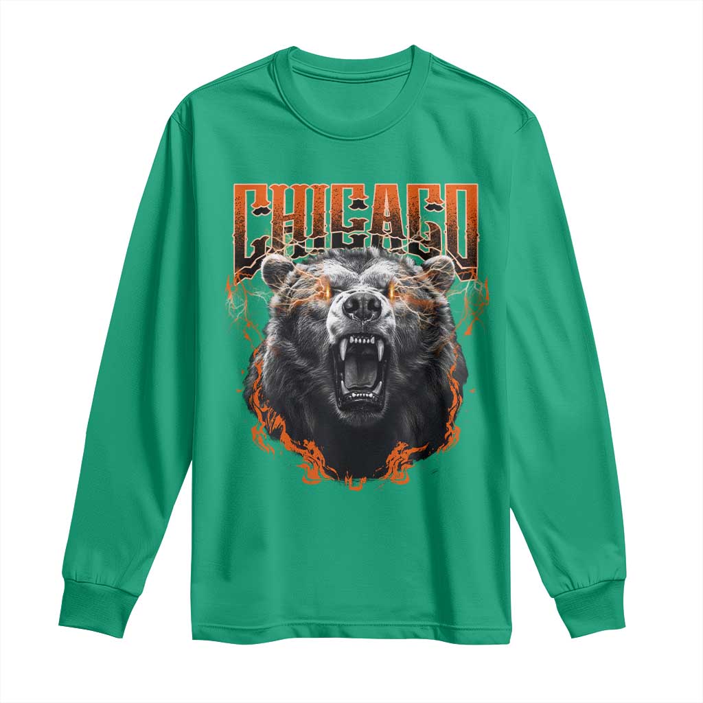 Vintage Chicago Long Sleeve Shirt Retro Graphic Wild Bear Streetwear Bootleg - Wonder Print Shop