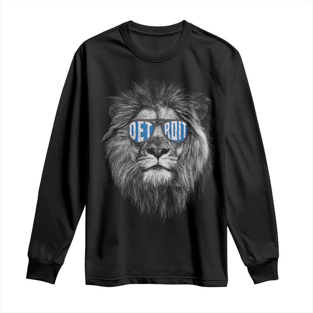Lion Lovers Long Sleeve Shirt Wearing Glasses Retro Vintage Style Detroit Fan