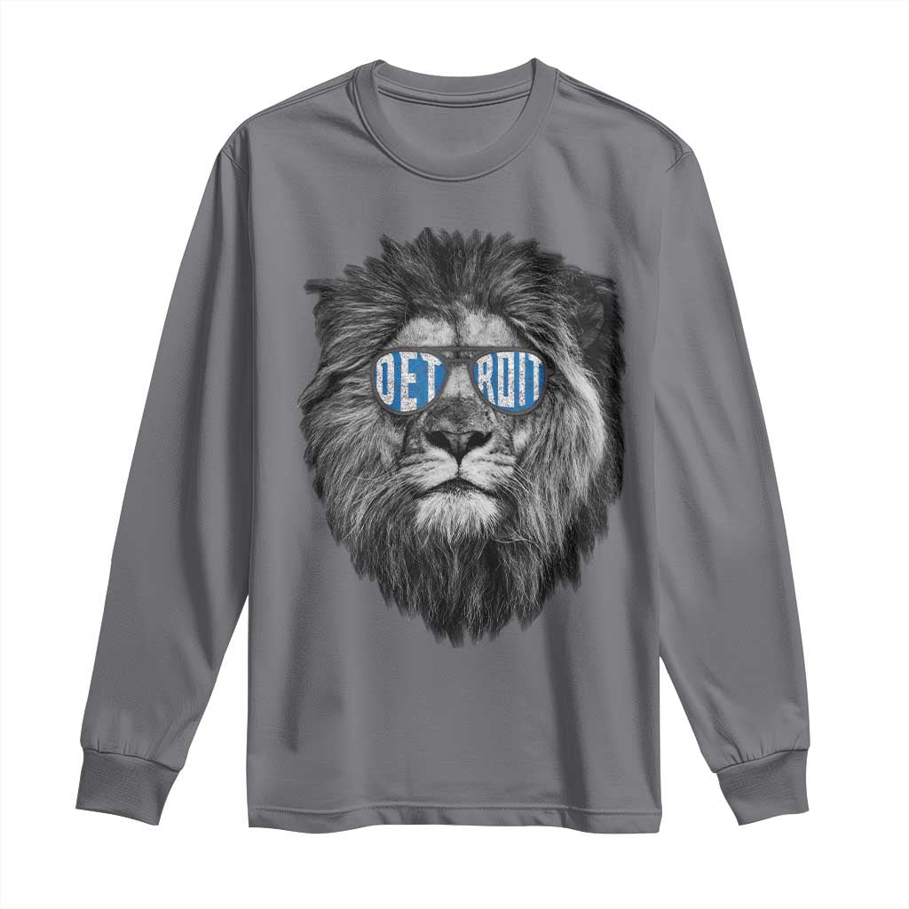 Lion Lovers Long Sleeve Shirt Wearing Glasses Retro Vintage Style Detroit Fan