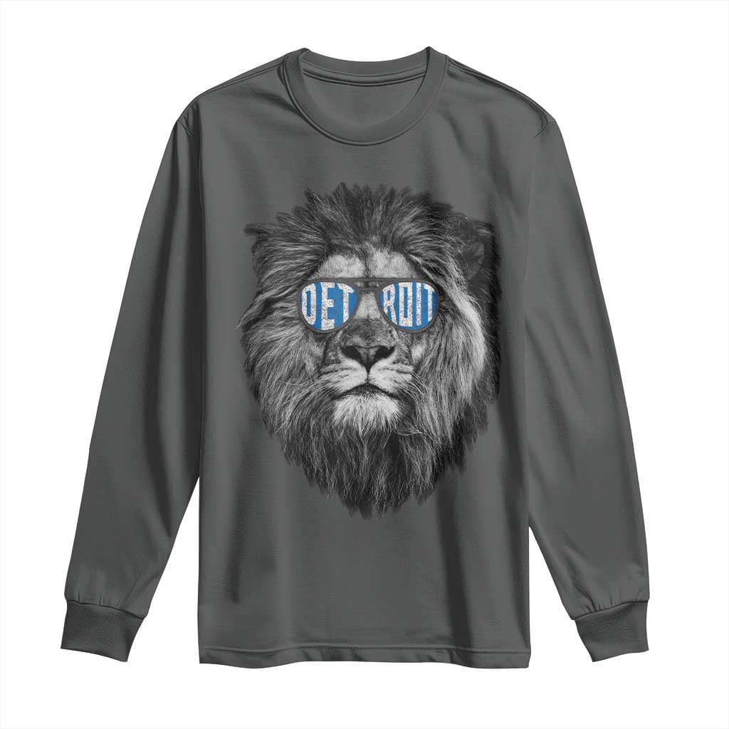 Lion Lovers Long Sleeve Shirt Wearing Glasses Retro Vintage Style Detroit Fan