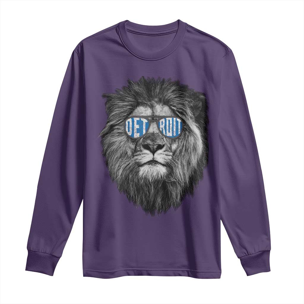 Lion Lovers Long Sleeve Shirt Wearing Glasses Retro Vintage Style Detroit Fan