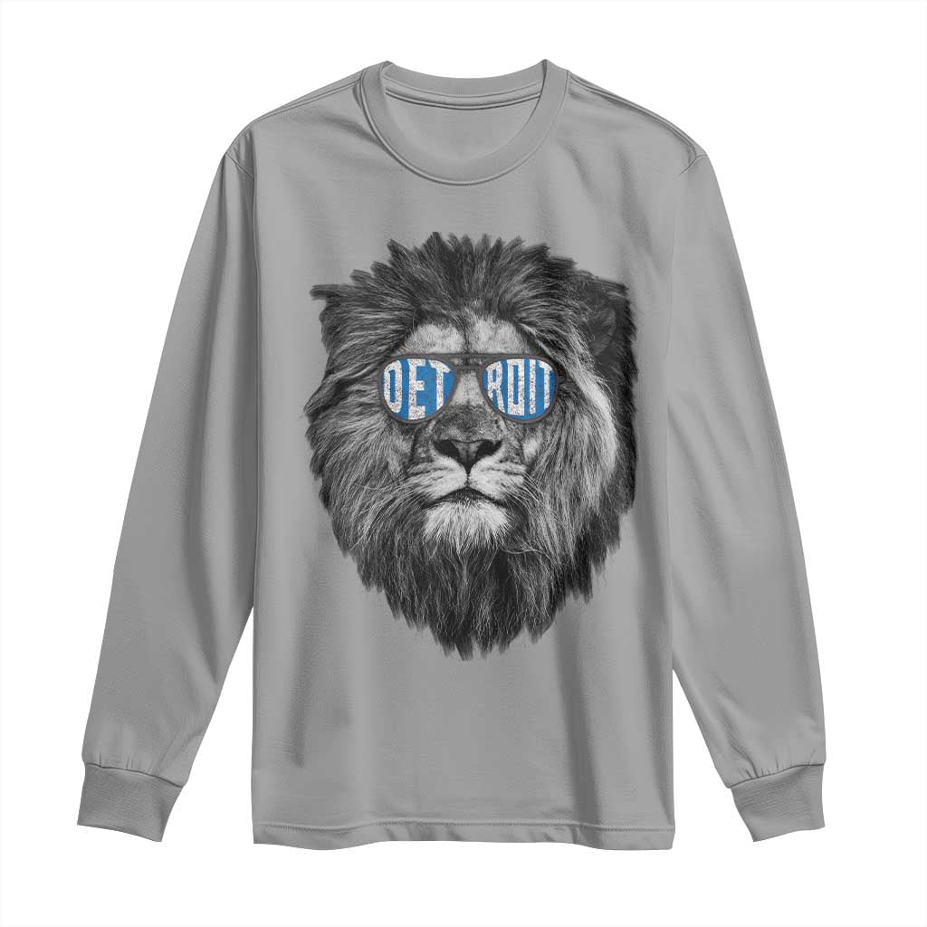 Lion Lovers Long Sleeve Shirt Wearing Glasses Retro Vintage Style Detroit Fan