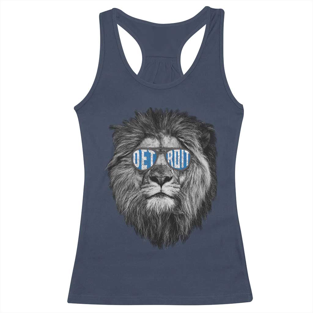 Lion Lovers Racerback Tank Top Wearing Glasses Retro Vintage Style Detroit Fan