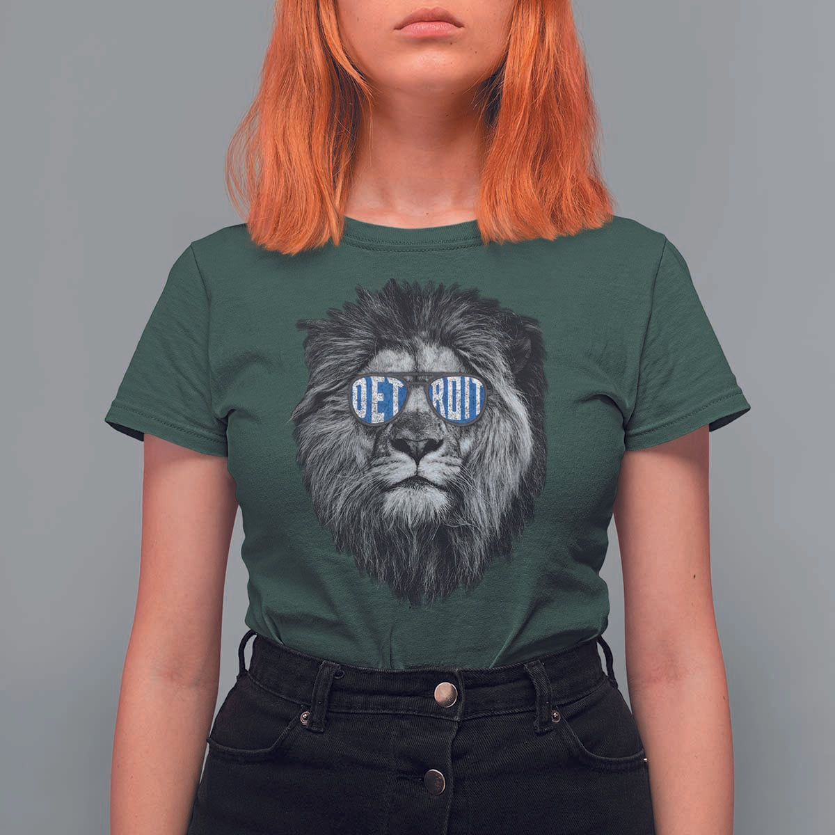 Lion Lovers T Shirt For Women Wearing Glasses Retro Vintage Style Detroit Fan - Wonder Print Shop