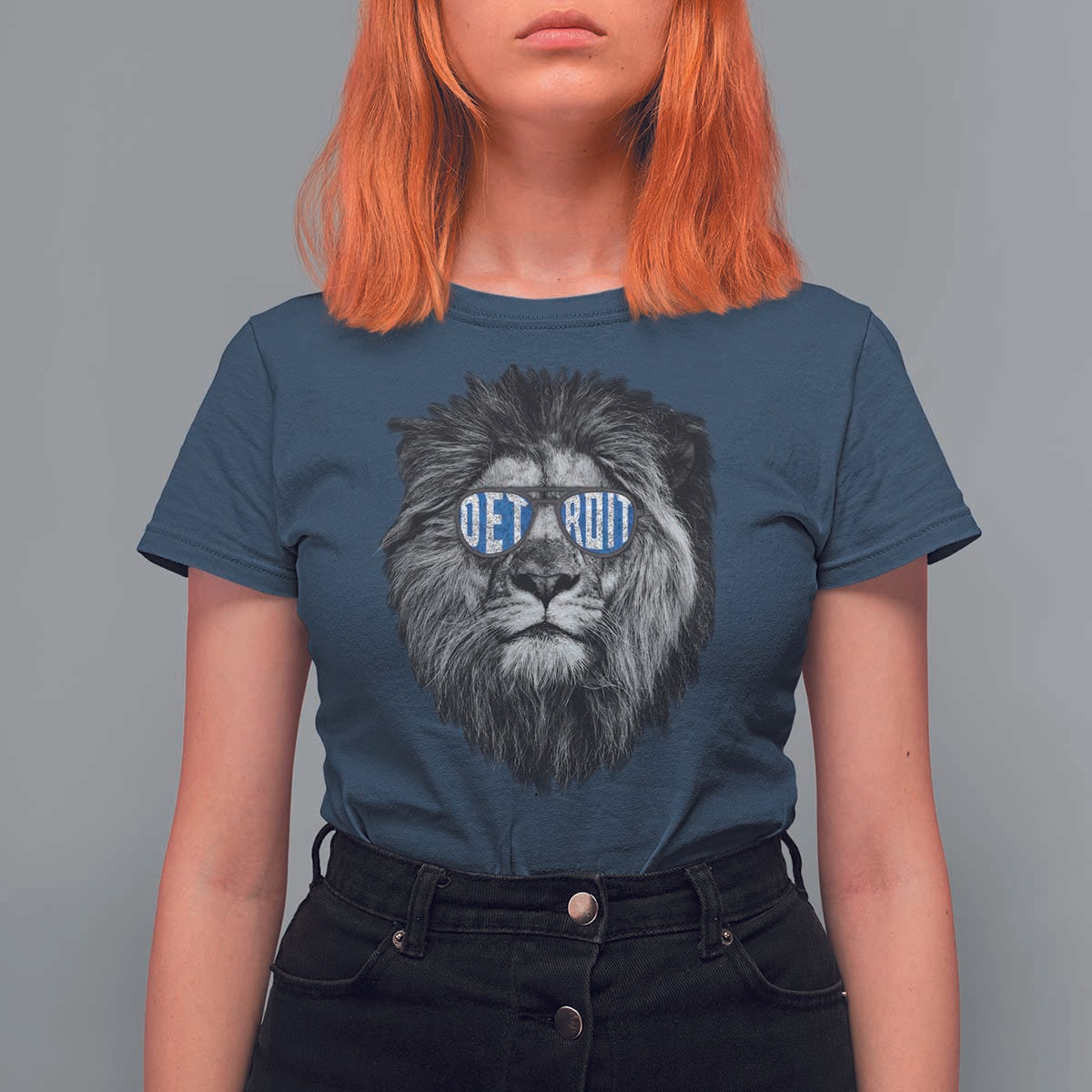 Lion Lovers T Shirt For Women Wearing Glasses Retro Vintage Style Detroit Fan - Wonder Print Shop
