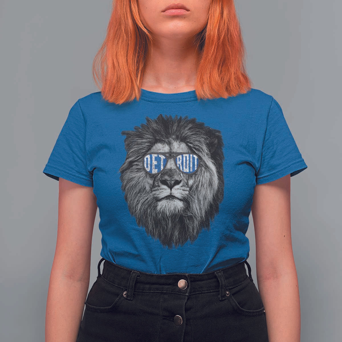 Lion Lovers T Shirt For Women Wearing Glasses Retro Vintage Style Detroit Fan - Wonder Print Shop