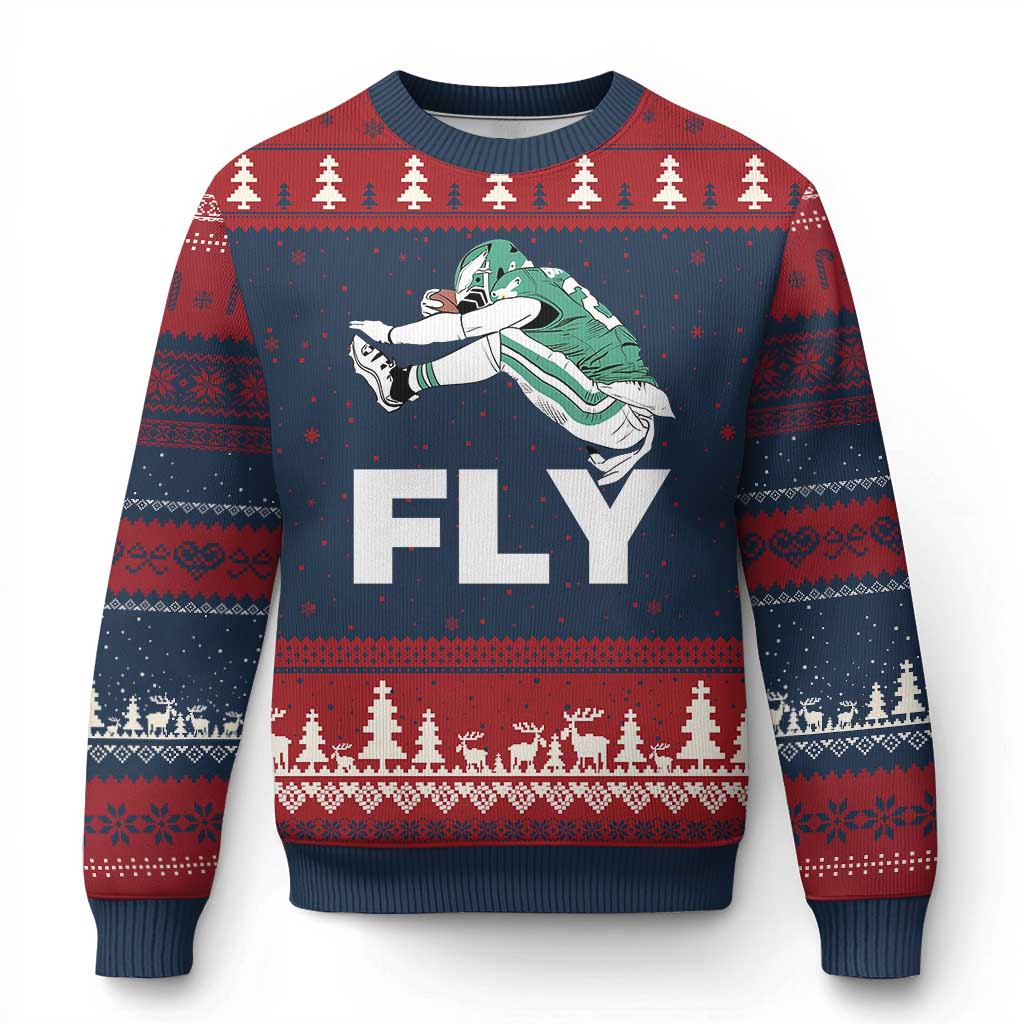 Philly Fan Ugly Christmas Sweater Barkley Backwards Hurdle - Wonder Print Shop