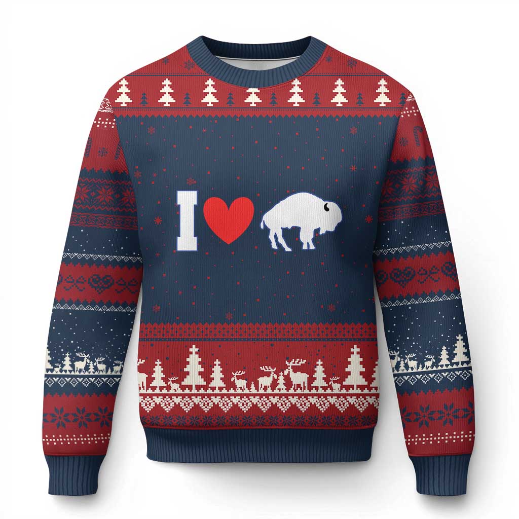 Vintage Buffalo Ugly Christmas Sweater American I Love Bison - Wonder Print Shop