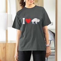Vintage Buffalo T Shirt For Women American I Love Bison - Wonder Print Shop