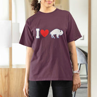 Vintage Buffalo T Shirt For Women American I Love Bison - Wonder Print Shop