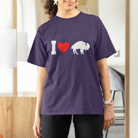 Vintage Buffalo T Shirt For Women American I Love Bison - Wonder Print Shop